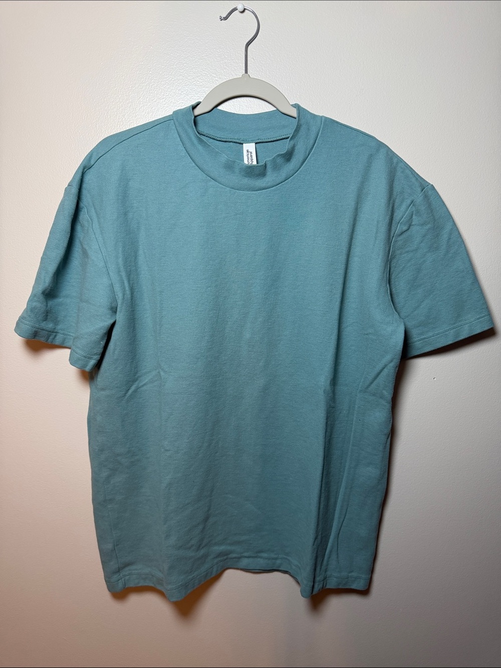 American Apparel 1PQ Unisex Pique Mockneck T-Shirt - Arctic Blue Large